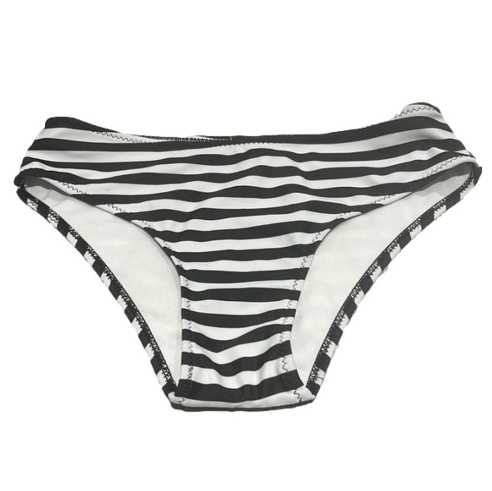 Womens Small Black White Striped Bikini Bottom